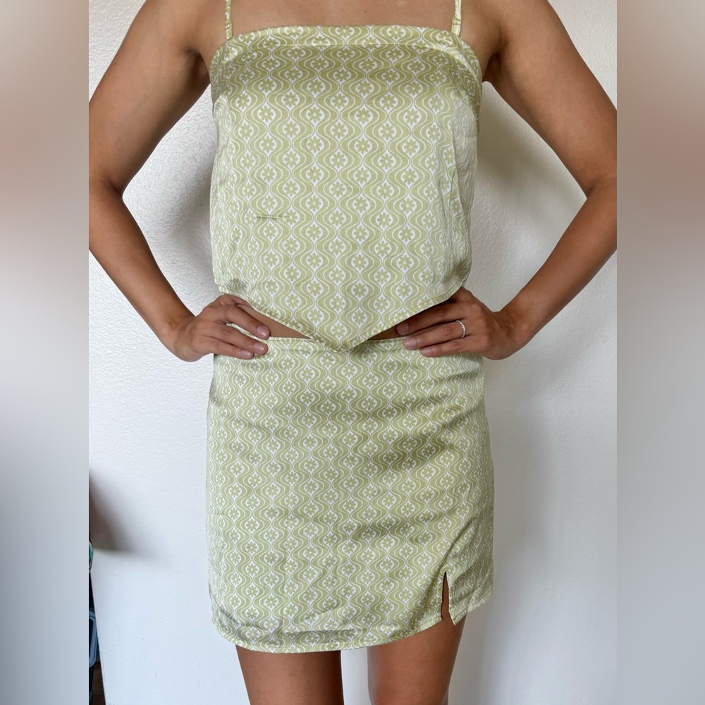 Hollister Satin Crop Bandana and High-Rise Mini Skirt